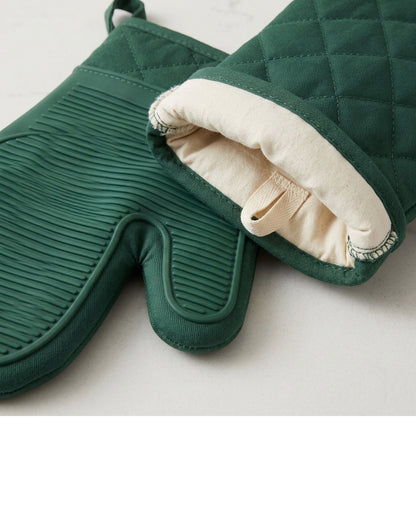 Wizes Silicone-Palm Cotton Oven Mitt Pair 34 cm Forest - Detail view