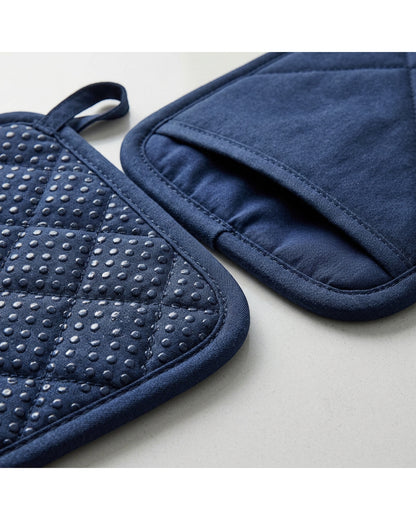 Wizes Pocket Pot Holder Pair 22 x 22 cm Navy - Detail view