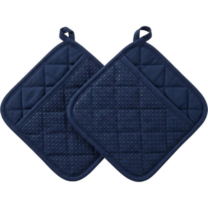 Wizes Pocket Pot Holder Pair 22 x 22 cm Navy - Product view