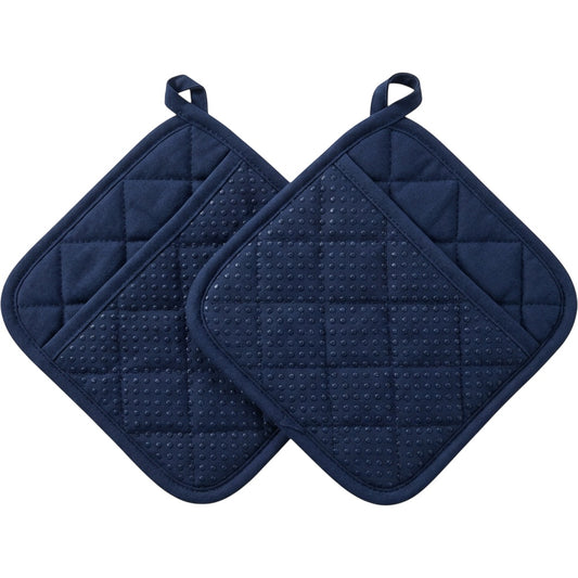 Wizes Pocket Pot Holder Pair 22 x 22 cm Navy - Product view