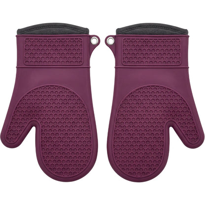 Wizes Lined Silicone Oven Mitten Pair 31 cm Plum - Product view