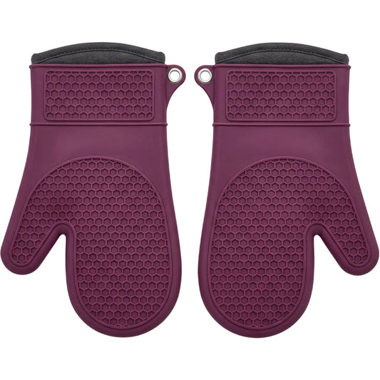 Wizes Lined Silicone Oven Mitten Pair 31 cm Plum - Product view