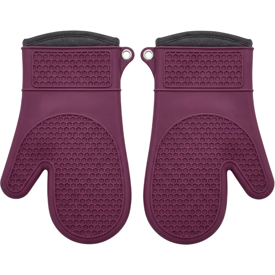 Wizes Lined Silicone Oven Mitten Pair 31 cm Plum